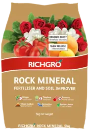 Richgro ROCK MINERAL FERTILISER & SOIL IMPROVER 5kg Slow Release, Organic Boost
