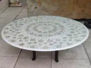 Handcrafted White Marble Coffee Table Solid Stone Top Modern Furniture
