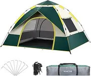 KOMCLUB Camping Tent Automatic 3-4 Man Person Pop Up Tent 4 Seasons Waterproof & Windproof for Camping, Hiking, Outdoor Festivals, Car Trip SD-356 with 2 Windows