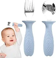 Baby Forks and Spoons | Baby Silverware Toddler Utensils Set | Cutlery with Easy-Grip Handles, Stainless Steel Children Safe Silverware for Kids Led Weaning Ages