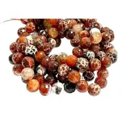 Mexican Fire Agate Natural Gemstone 10mm Round Faceted Beads Full Strand Beads