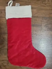 West Elm Red Velvet Stocking 22.5" Monogrammed MOM