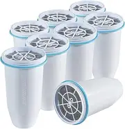 [zeroliquid] ZR-017 Water Filter Replacement for Water Pitchers and Dispensers, Advanced 6-Stage Filter to Remove 99.9% Lead, Chlorine, Fluoride, Heavy Metals, BPA Free (8 Pack)