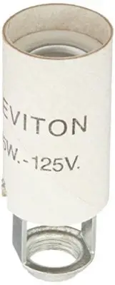 Leviton 20025 Candelabra Base One-Piece Keyless Incandescent Unglazed Porcela...