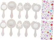 10 Sets Wooden Handheld Mirror Wooden Mirror Craft Supplies for Handmade Mini Compact Mirror Craft for Photo Booth Props To Drill