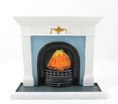 Dolls House White Georgian Fireplace with Flaming Fire 1:12 Resin Furniture