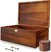 LUSH & STYLE Wooden Home Decor Box with Lock and Hinged Lid Large 11X9X5 Keepsake Storage Box Perfect for Jewelry, Baby Gifts Or Weddings, Use it for Stash Box,Decorative Box, Memory Box or Wood Box