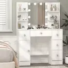 Makeup Vanity with Lights, Large Vanity Table Set with Drawer Dresser & Shelves