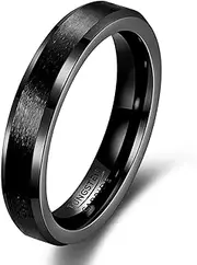 [MYNENEY] Tungsten Steel Bands 4mm 6mm 8mm Matte Surface Mens Wedding Pinky Ring Gold/Silver/Black Signet Rings for Men Comfort Fit size 5-12