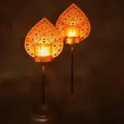 Metal Tea Light Candle Holder Peacock Design (Set of 2)
