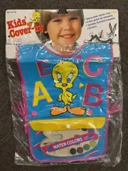 Vtg 1987 Tweety Bird Kids Cover-Up Smock Art Watercolors Set Looney Tunes NIP