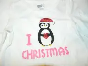 NWT CRAZY 8 girls Long Sleeve I LOVE CHRISTMAS Sparkle Penguin TOP 6-12 months