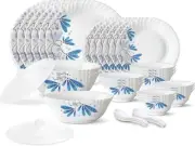 Borosil Gourmet Dinnerware Set For 6, 35 Pieces, White Dinner Plates and Bowls