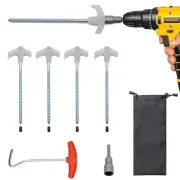 4 Pack Tent Stakes-8” Drill in Heavy Duty Ground Pegs, Screw in Camping St