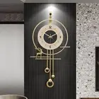 Modern Wall Clock for Living Room,Large Gold Decorative Wall Clock,Digital Cr...