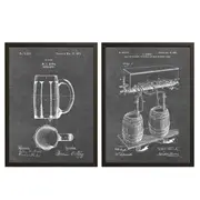 [Namly Design] Patent Drawing Poster - Beer Mugs and Barrels / Set of 2