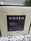 Woven Brushed Microfiber By Malouf Split King Sheet Set Light Green NEW