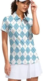 [Viodia] Women's Golf Shirt Short Sleeve with Zip Up Quick Dry Stretch Tennis Collared Polo Shirts for Women Golf Clothes