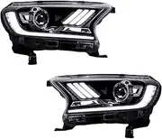 2PCS LED Headlights Compatible For Ford Ranger T6 T7 2015 2016 2017 2018 2019 2020 Dynamic Turning Signal Assembly Headlamp(2PCS L-H-D)