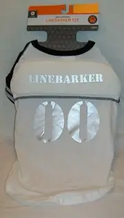 White Black & Silver "LineBarker 00" Padded "Jersey" Pet Dog Cat Tee Shirt