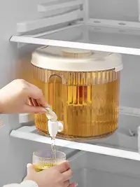 在飛比找松果購物優惠-北歐風格透明玻璃啤酒桶帶龍頭夏季冰箱食品級冷泡水壺 (5.6