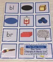 The Blue Series - Beginning Consonant Blend Sort (168 Cards) Montessori