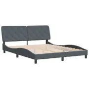 vidaXL Bed Frame with Headboard Dark Grey 153x203 cm Queen Size Velvet