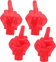 COMPUKAS 4pcs Funny Finger Tire Valve Caps Quirky Red Air Valve Stem Covers for Cars Motorcycles Bicycles Unique Humorous Design Adds Personality to Your Vehicle