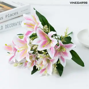 [點萌家居] 仿真香水百合把花束 家居裝飾客廳餐桌擺放花婚禮佈景