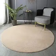 Round Area Rug，Super Soft Comfy Indoor Circle Carpets,Non-Slip Home Decor Cute Fluffy Furry Rugs(Size:2.6 Feet,Color:Camel)