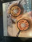Crofton Cast Iron Dessert Skillet Set for 2 with Pour Spouts & Wood Trivets NIB!