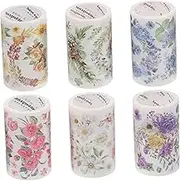 COHEALI 6 Rolls Floral Washi Tape Spring Washi Tape Plant Stickers Aesthetic Flowers Scrapbook Stickers Wide Washi Tape Nature Washi Stickers Material Japanese Paper