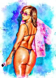 Jada Stevens Actress Model Celebrity 2/5 Art ACEO Print Card By:Q Pose 2
