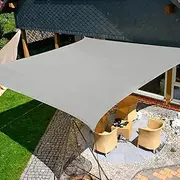 KANAGAWA 10'x10' Sun Shade Sail Grey Rectangle UV Block Canopy Awning Shelter Fabric Cloth Screen for Outdoor Patio Garden Backyard Activities