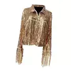 Sequin Fringe Jacket Shiny for Music Festivals Nightclub Cosplay Exhibition