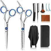 LANLIEBAO Hair Cutting Scissors Kits, 10 Pcs Stainless Steel Hairdressing Shears Set Professional Thinning Scissors For Barber/Salon/Home/Men/Women/Kids/Adults Shear Sets