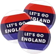 Let’s Go England Soccer Buttons, English Sports Fan Pins, Watch Party Essentials, 2.25 Inches (Pack of 3), 2.25", Plastic, no gemstone