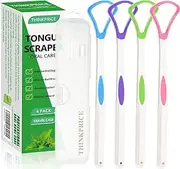 Tongue Scraper Cleaner 4 Pack Tongue Bacteria Inhibiting Scrapers with Travel Handy Case for Healthy Oral Care, Easy to Use Antimicrobial Sweeper, Help Fight Bad Breath (4Pack)