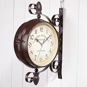 Wall Clock Art Simple Clock Double Sided Wall Clock Double Sided Indoor & Outdoor Garden Train Station Clock Vintage Antique Look Wall Mounted - Vintage Wall Clocks