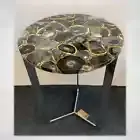 Black Agate Side Table Top Round Shape Agate Living Room End Table Top for Home