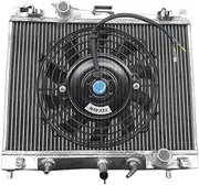 Aluminium Radiator+Fan，Compatible With Toyota Yaris 2006-2020/Compatible With Corolla Axio 2012-2020 Chassis 1.5L 16V 1NZ-FE AT 2013 2014 2015 2016 2017