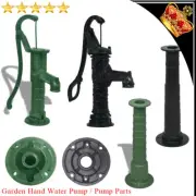 Garden Hand Water Pump with Stand Cast Iron Green/Black Farm Irrigation Ornament