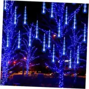Meteor Shower Rain Lights, 288 LED Christmas Lights Icicle Snow Falling Blue
