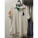 二手RL RALPH LAUREN POLO 男大人白色短袖藍大馬橘色3號上衣服