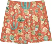 [FRODOTGV] Potted Cactus Orange Athletic Skirt Girls with Built in Shorts Golf Skort for Girl Scort Skirt for Kids