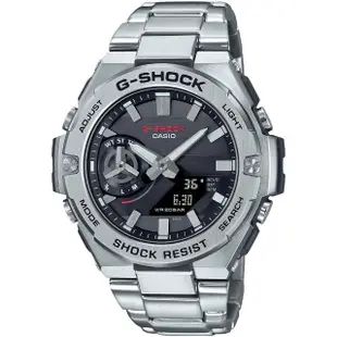 【CASIO 卡西歐】G-SHOCK 太陽能 碳核心防護藍牙雙顯手錶(GST-B500D-1A)