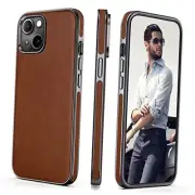 Case Compatible with iPhone 13 6.1inch, Soft Vegan PU Leather Classic Brown/13