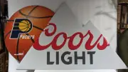 NBA INDIANA PACERS COORS LIGHT TIN TACKER JUMBO BAR SIGN