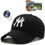 Full HD 1080P WiFi Hidden Camera Baseball Cap with Night Vision and Remote Viewing Function, Nanny Camera Surveillance for Indoor Outdoor Security