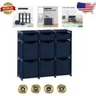 Navy 9-Cube Organizer Set with Foldable Storage Bins - DIY Home Décor Solution
